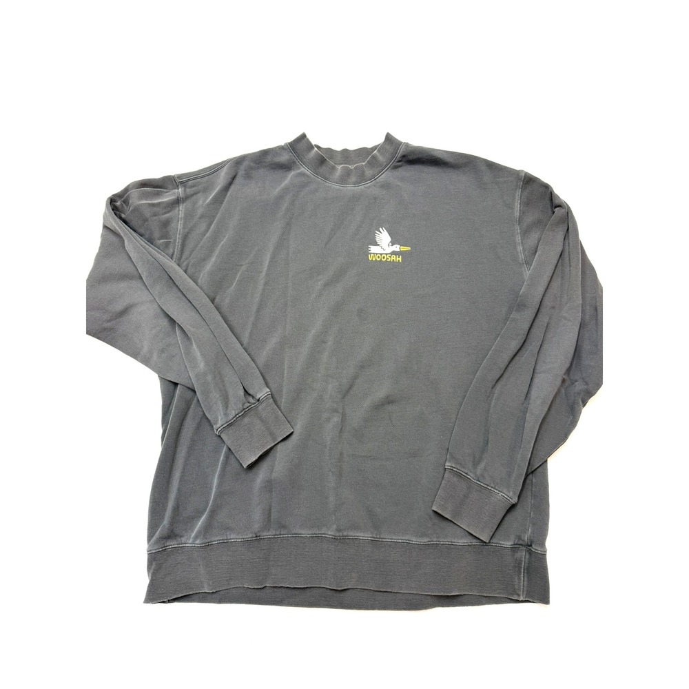 WOOSAH Mens Large Black Gray Mock Neck Long Sleeve Duck Sweatshirt XX14